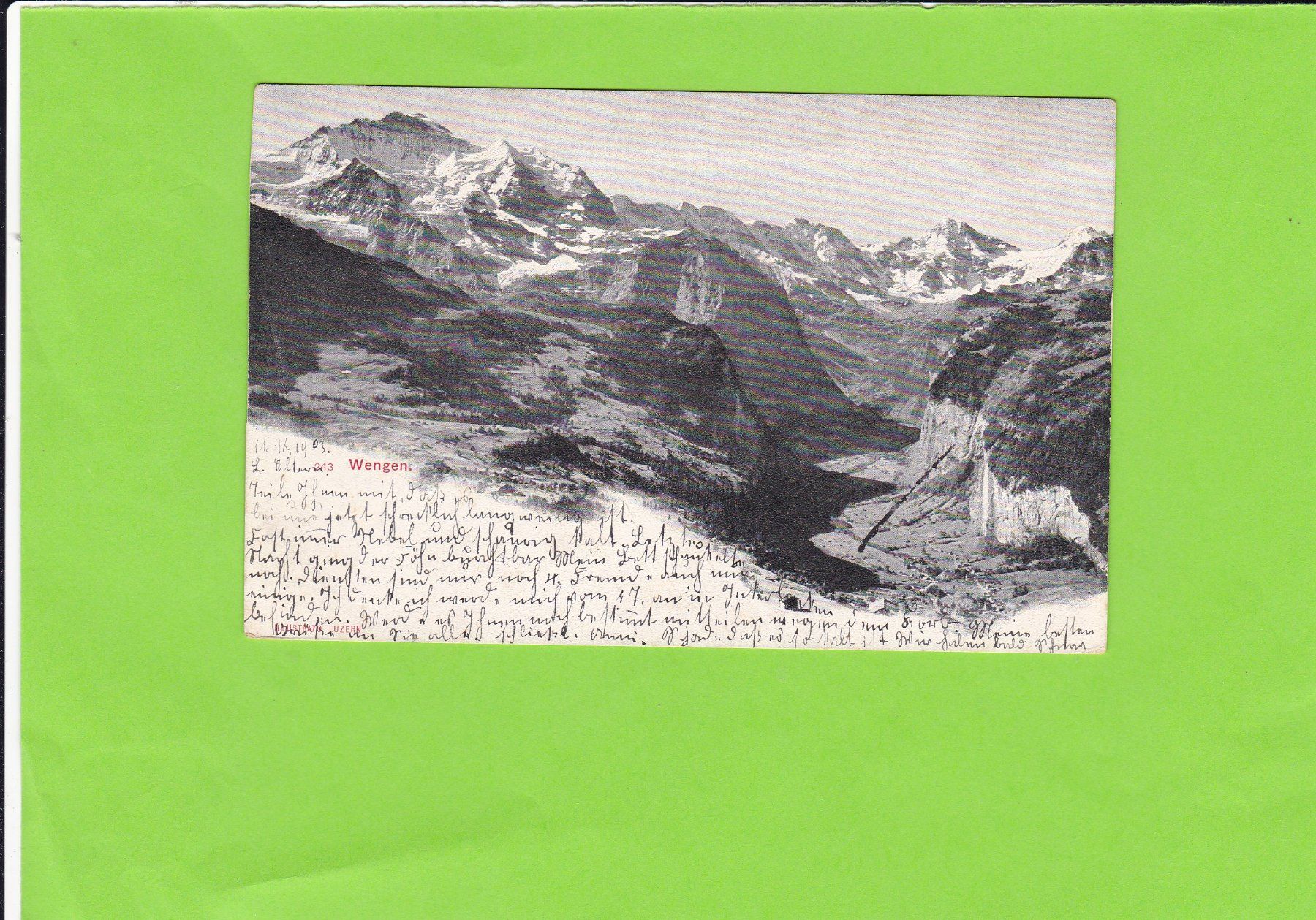 Cartoline postali: Wengen, ab Lauterbrunnen 1903 – Usato da St. Peterzell venduto da neckertal