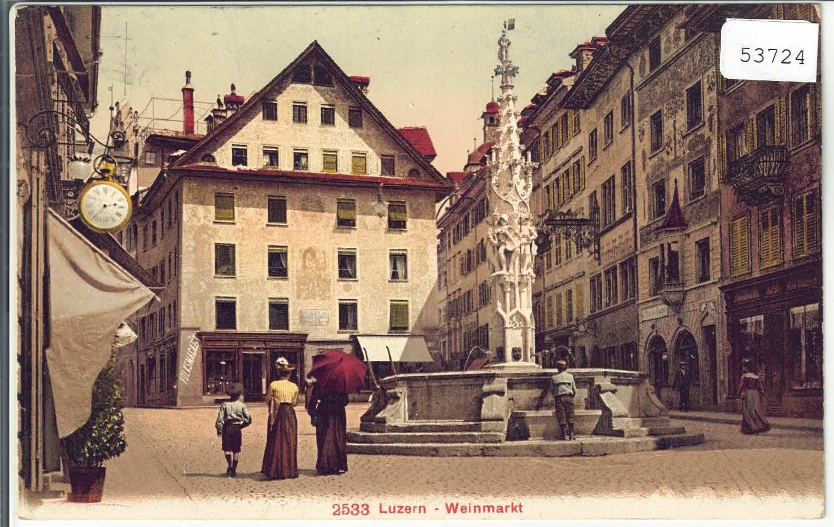 Cartoline postali: Luzern - Weinmarkt - animee - Litho – Usato da Ettingen venduto da Kartenplanet