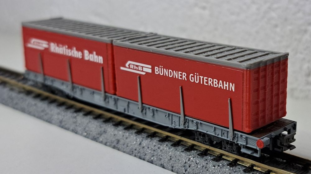 RhB Rhätische Bahn Container Güterwagen Spur N Neu OVP (Neu (gemäss ...