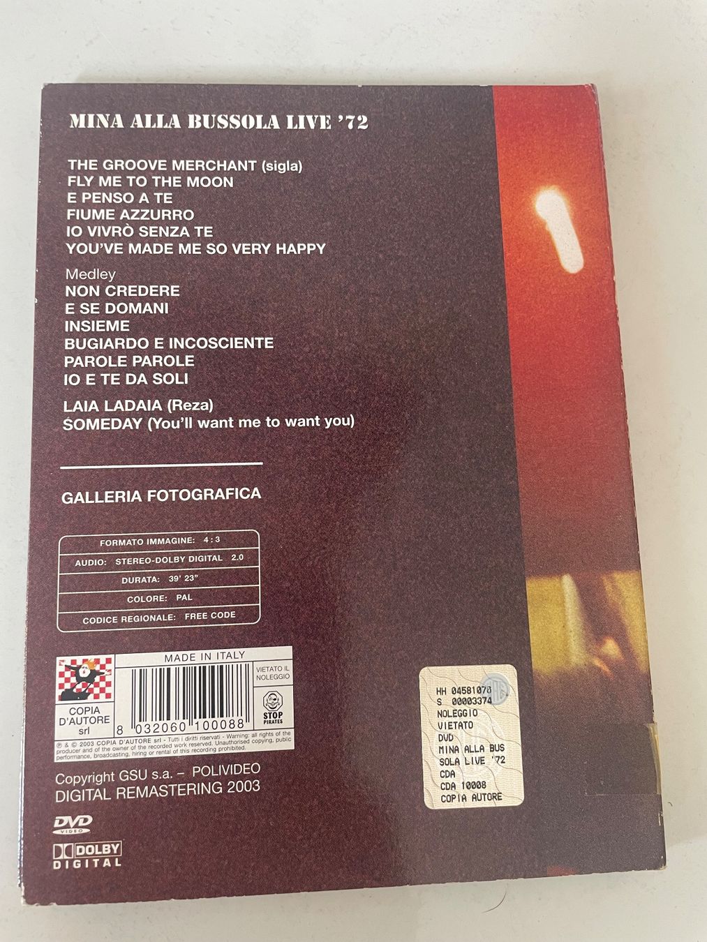 Tutti i DVDs: MINA ALLA BUSSOLA LIVE '72 - DVD – Usato da Minusio venduto da Pink222 2