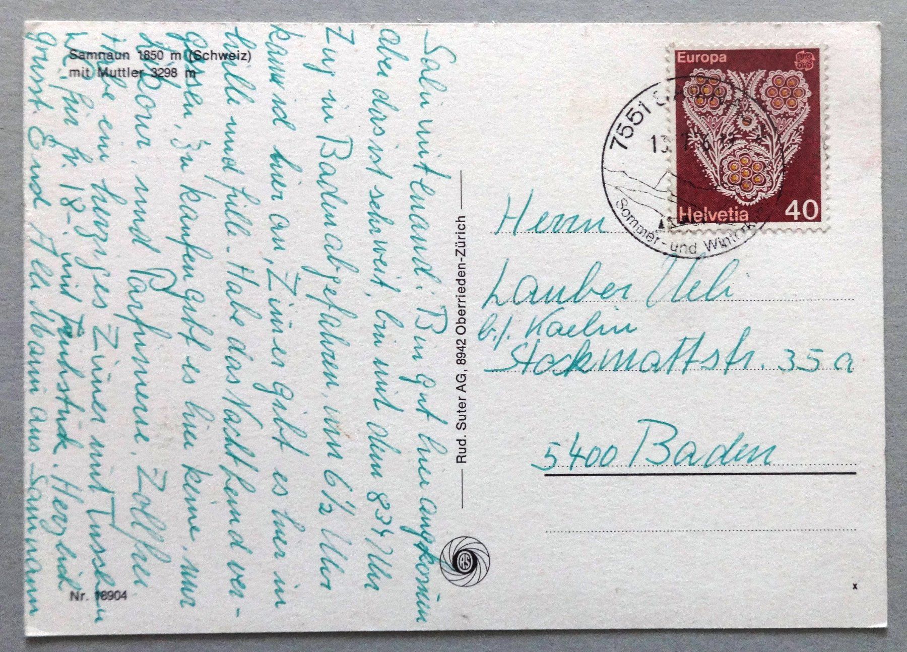 Cartoline postali: Samnaun 1850 m mit Muttler – Usato da Fétigny venduto da Billy2miny 1