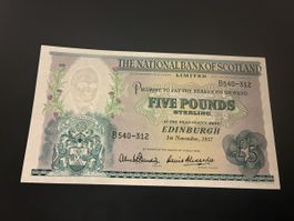 SCOTLAND 5 Pounds 1957, P-262 bankfrisch 