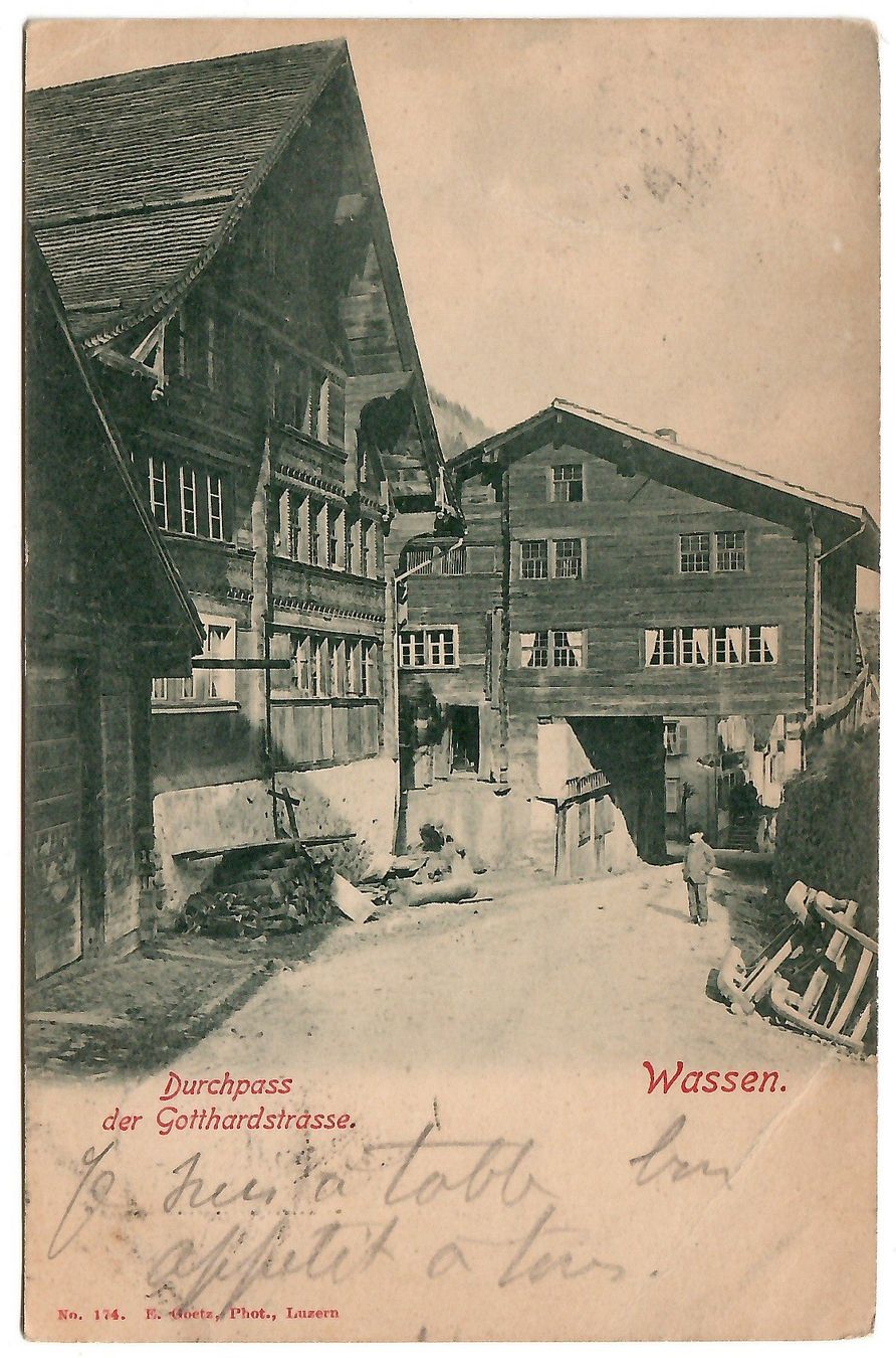Cartes postales: Ansichtskarte Wassen, Durchpass der Gotthardstrasse – D'occasion à Kerns par etma3