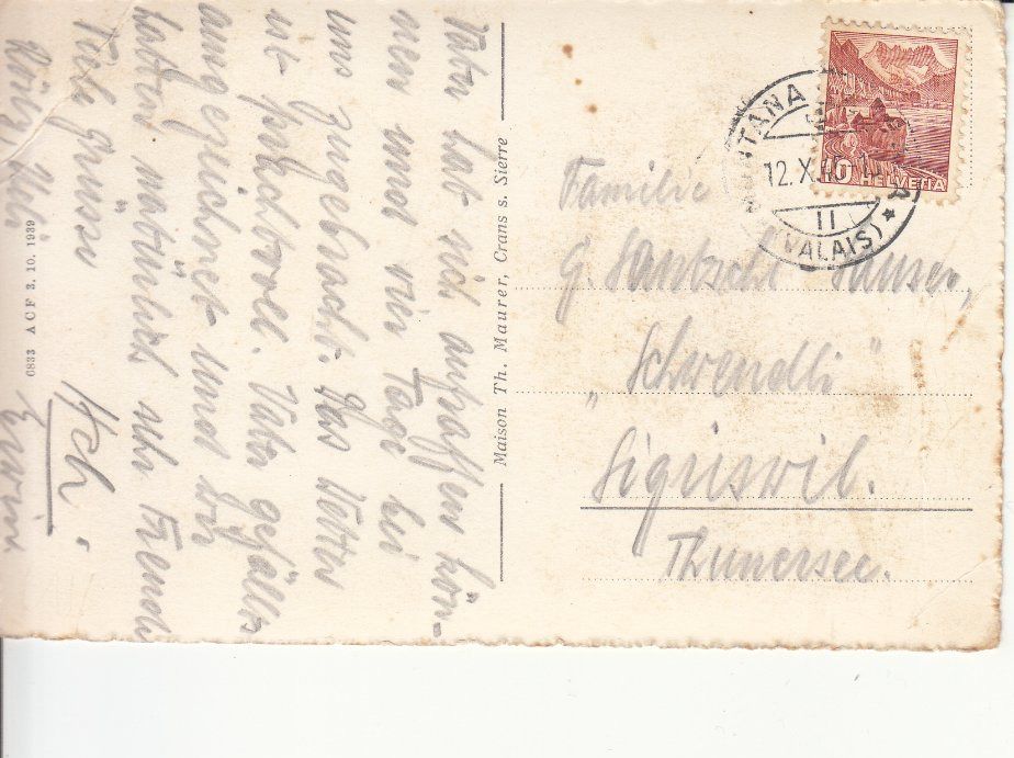 Cartoline postali: Crans 1945 – Usato da Bürglen TG venduto da StampGraf 1