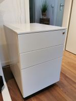 Rollcontainer weiss Schubladen mit Schloss und Rollen 