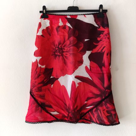MARC CAIN Luxus Rock Jupe Blumen skirt Baumwolle Gr.N1/34-36