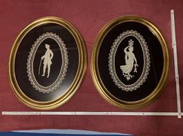 2 Quadri ovali con ricamo antico artigianale