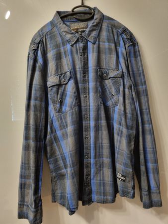 Herren Hemd Karo Blau Grau XXL Urbndist Angelo Litrico
