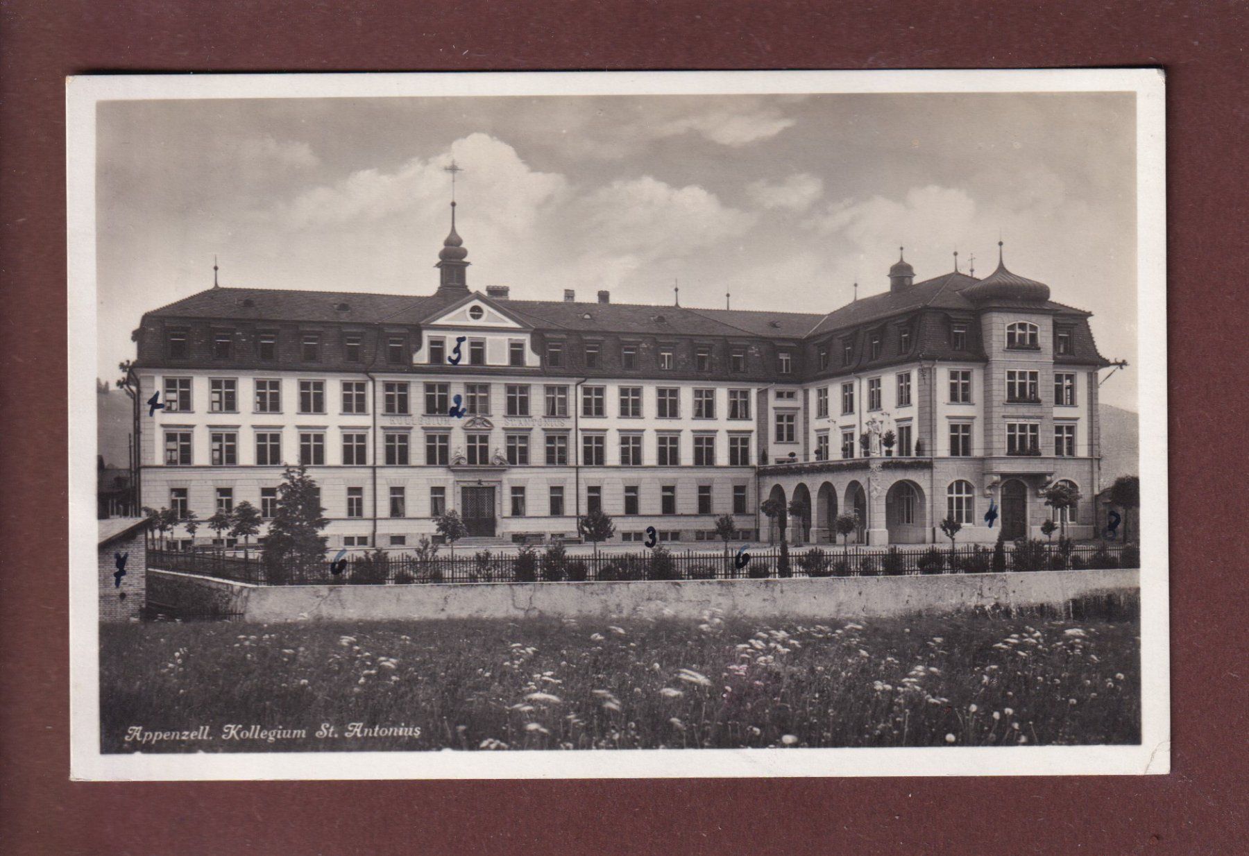 Cartoline postali: APPENZELL - Kollegium St. Antonius - 1930 – Usato da Pully venduto da nicecards