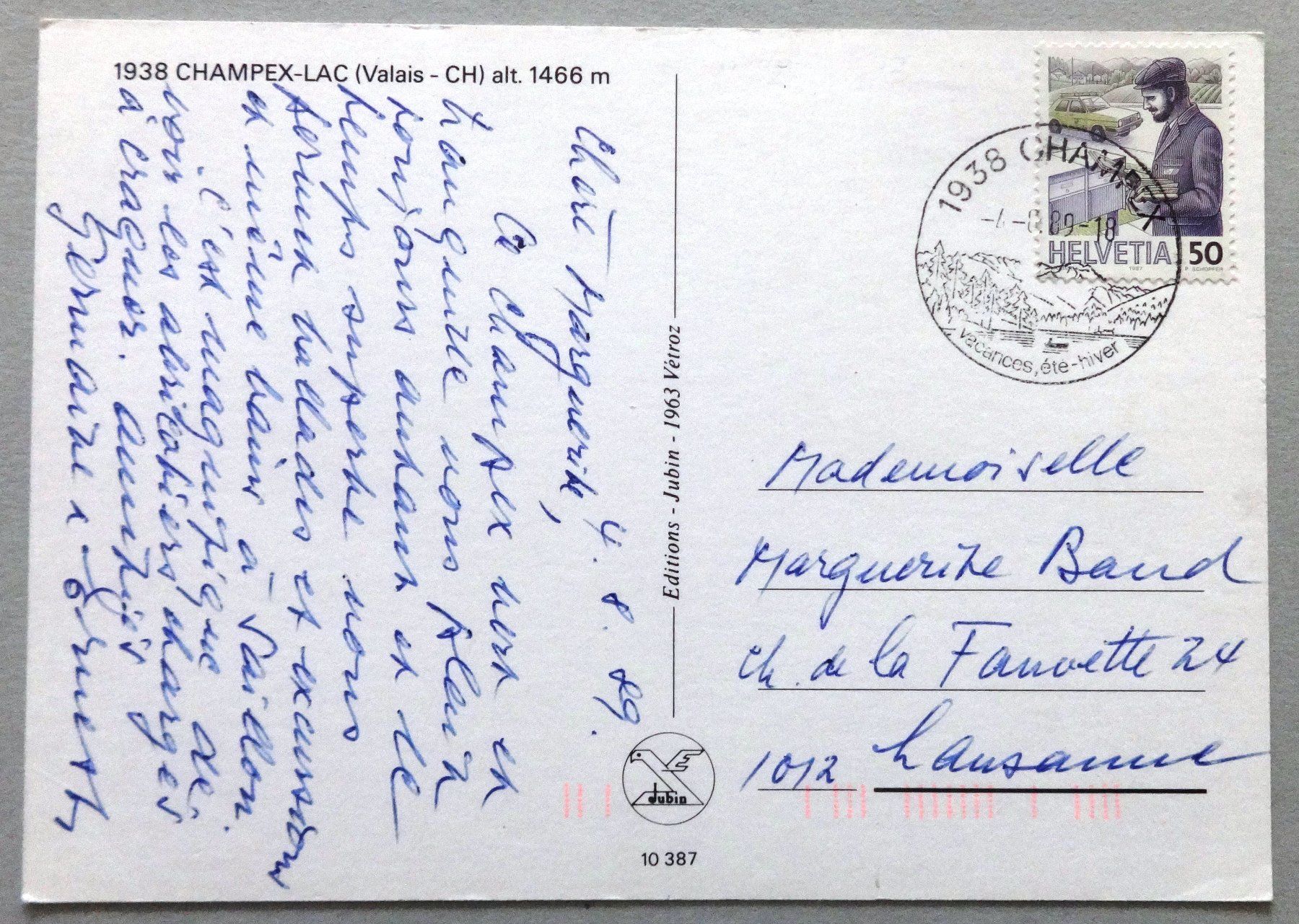 Cartes postales: Champex-Lac, alt. 1466 m – D'occasion à Fétigny par Billy2miny 1