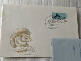 Eichhörnchen Ersttagsbrief 1966, 10 Rappen, Finsteraarhorn