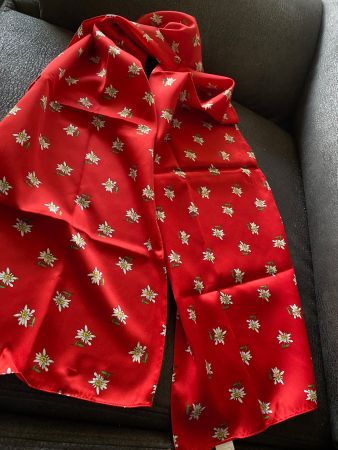 Schal Edelweiss rot   28 x 138cm