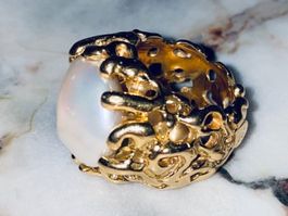 Top 18mm Natural South Sea Pearl 18k Gold Artist Design Ring