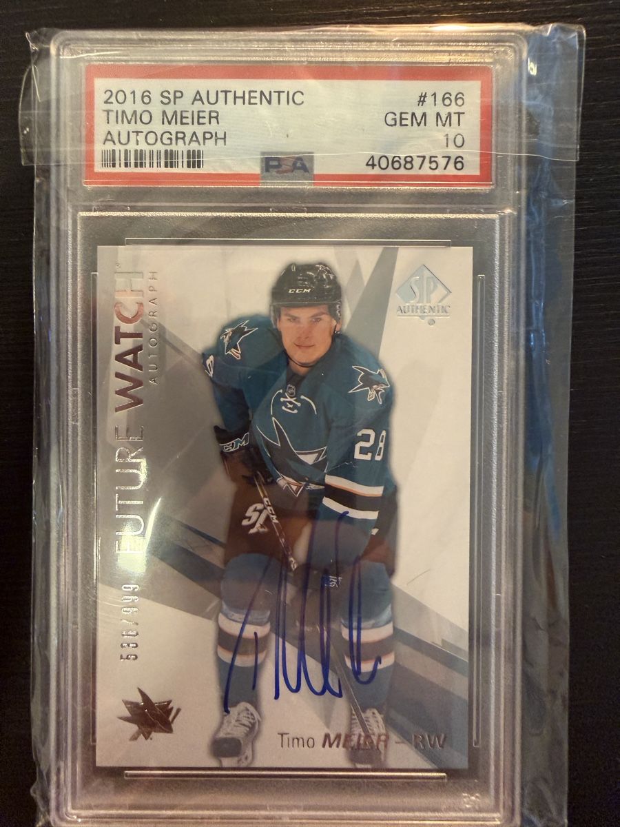 NHL Sammelbilder & Trading cards: Carte Timo Meier 2016 SP Authentic Auto PSA 10 Gem MT – Gebraucht aus Corminboeuf von martyfew