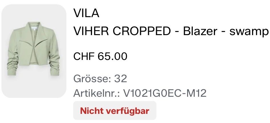 Vila Giacche: VILA VIHER CROPPED-BLAZER GRÖSSE 32 – Nuovo (secondo la descrizione) da Rorschacherberg venduto da drdupor 6