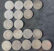 44 pièces de 1 Francs Suisse en argent circa 1876 à 1904