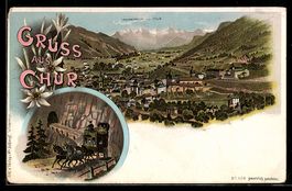 Litho Chur, Totalansicht vom Ort, Postku