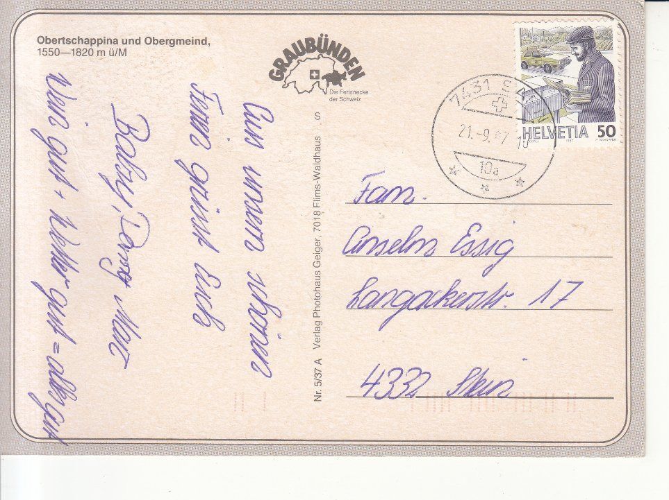 Cartoline postali: Heinzenberg 1987 – Usato da Bürglen TG venduto da StampGraf 1