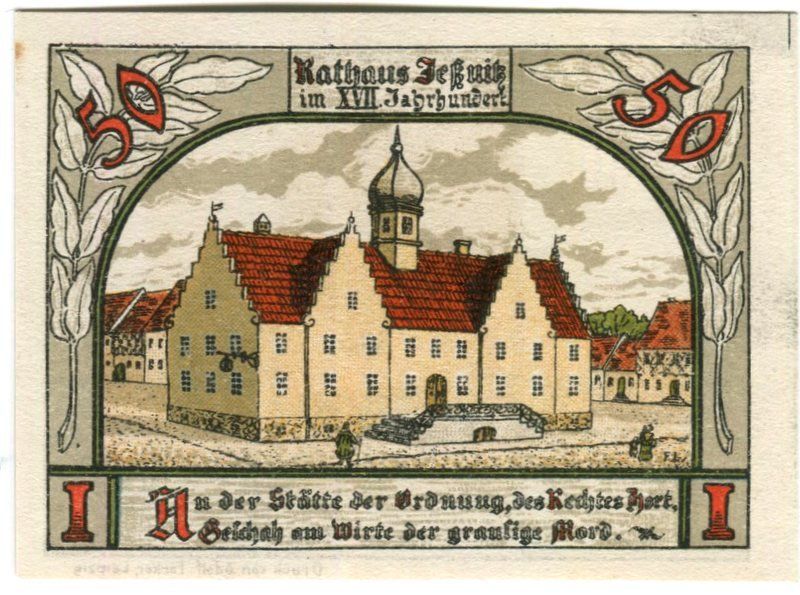 Banknoten: Notgeld "50 Pfennig. Jessnitz 1921" – Gebraucht aus Basel von Butsch5
