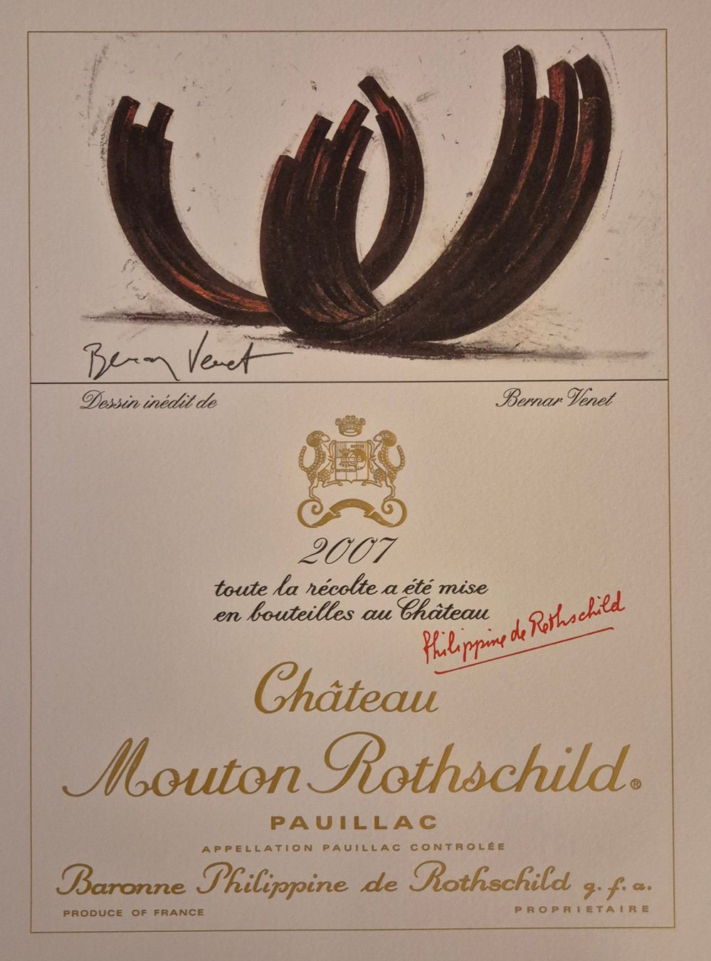 Arts picturaux & lithographies: Mouton Rothschild Litho, 2007, Bernar Venet – D'occasion à Luzern par Louis-XVI