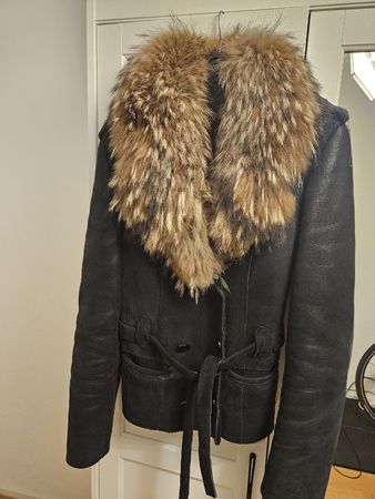 Winter sheepskin coat with fur, size s