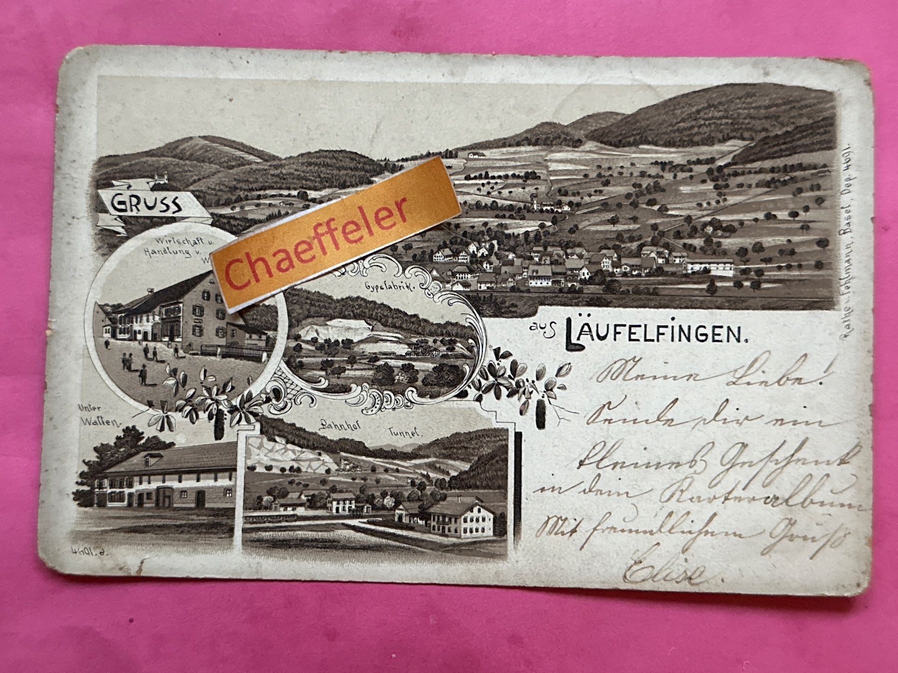 Ansichtskarten: 1900 Gruss aus Läufelfingen. – Gebraucht aus Zürich von Chaeffeler