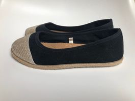 MOODO Espadrille Shoes paillette dorée Noir 37 Schwarz Gold