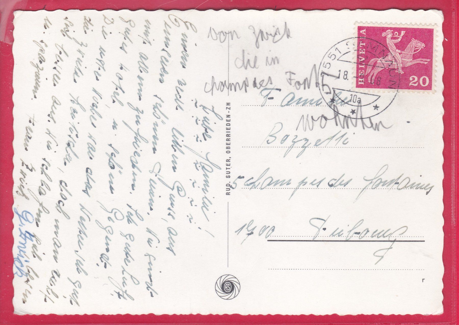 Ansichtskarten: SAMNAUN GEGEN ZEBLESJOCH, 18.9.1968 – Gebraucht aus Oberrieden von Gebirgsstelze 1