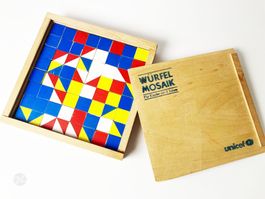 Würfel Mosaik Puzzle 8x8 Holzspielzeug Vintage Bauhaus