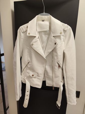 Giacca chiodo donna similpelle bianco taglia M nuova