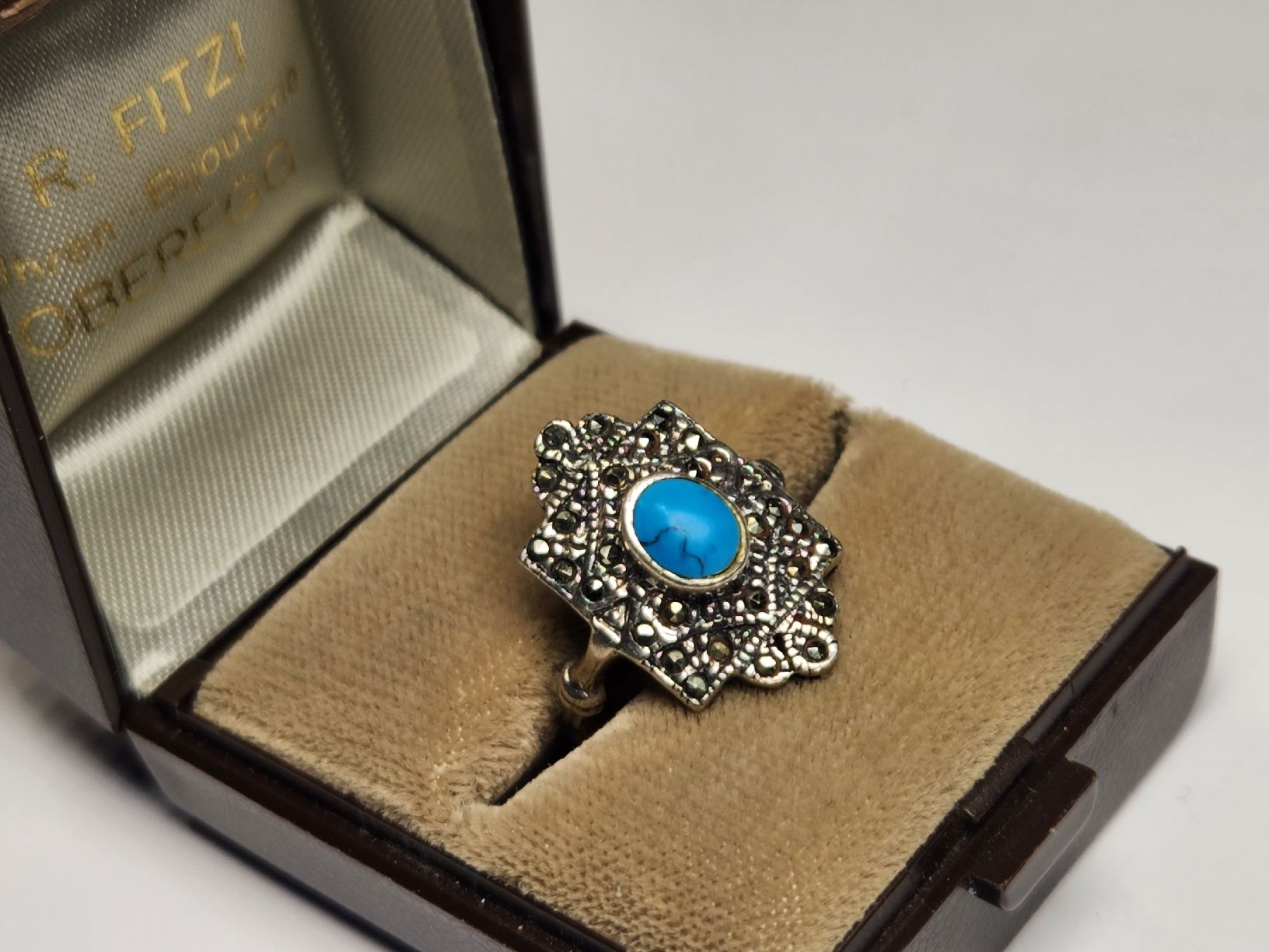 Anelli: Vintage Silber Ring mit Türkis Stein, Grösse 53 – Usato da St. Gallen venduto da GIULESGG 2