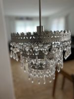 Deckenleuchte Kronleuchter Metall silber mit Kristallen