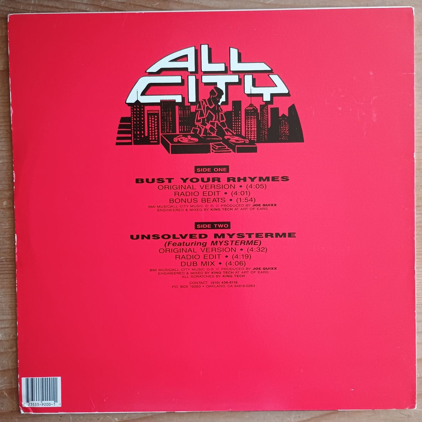 Vinyles: All City Productions–Bust Your Rhymes 12" US-1992 VG+/VG(+) – D'occasion à münchenstein par karl_heinz_krasser 1
