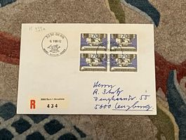 1 Erstagsbrief LI Einschreiben 1980 Viererblock