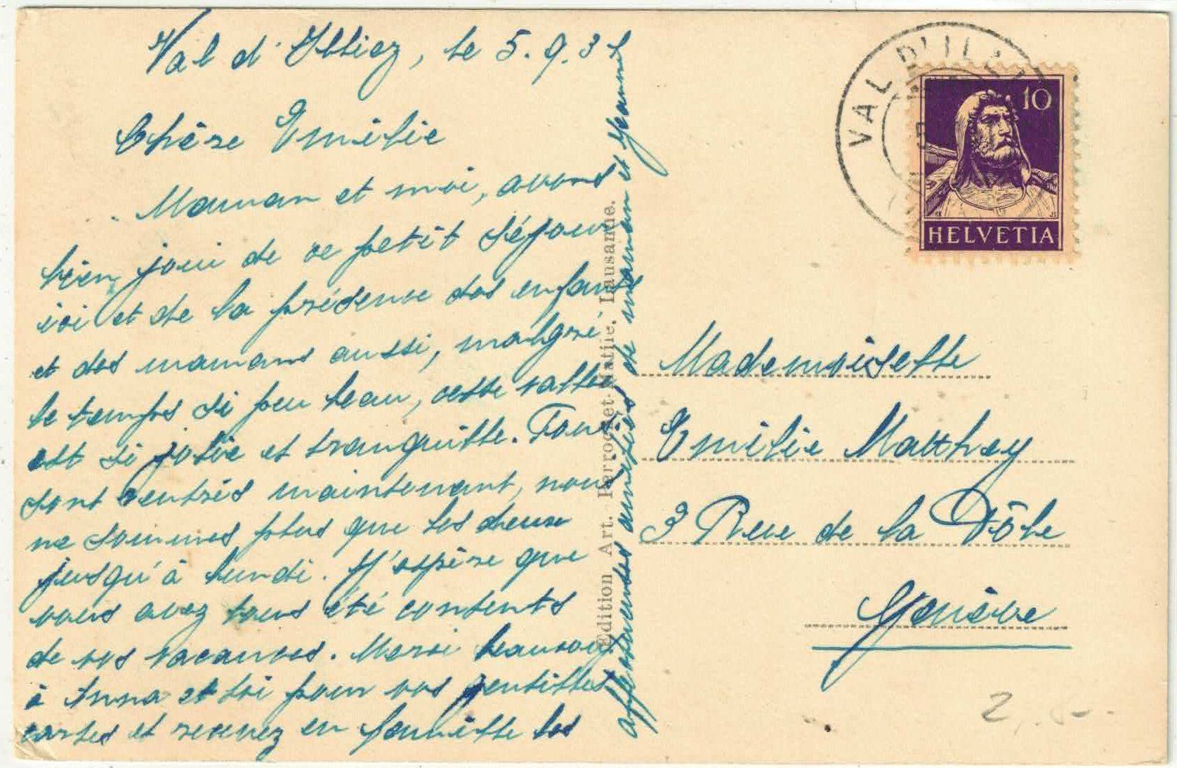 Cartoline postali: Jlliez - Vue generale – Usato da Ettingen venduto da Kartenplanet 1