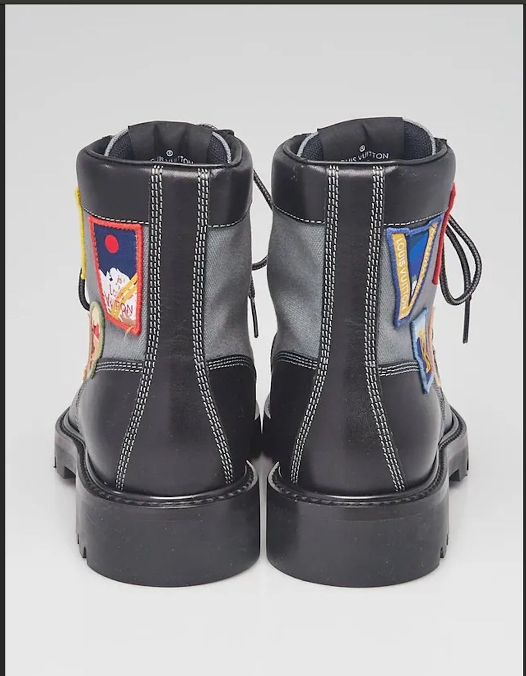 Louis Vuitton Scarpe da uomo: Louis Vuitton Oberkampf Leather Patchwork Ankle Boots Black – Usato da zuchwil venduto da mexpim 1