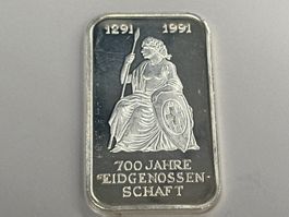 1 Unze Silber 700 Jahre Eidgenossenschaft 1991