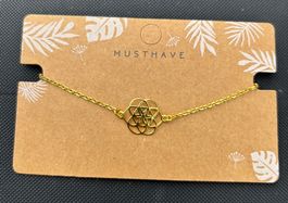 Armkette Silber 925 Blume des Lebens vergoldet