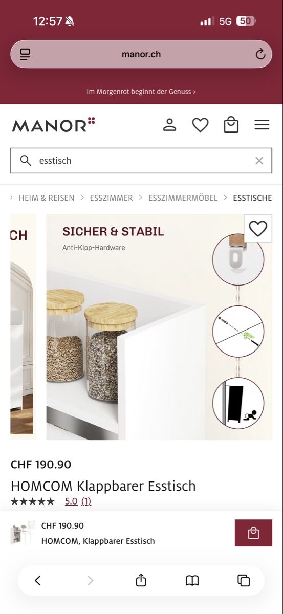 Tische: Klappbarer, platzsparender Esstisch – Neu (gemäss Beschreibung) aus Bätterkinden von michellenoemi00 4