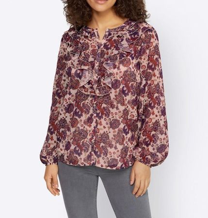 Schöne Bluse Linea Tesini Gr.38 elfenbein + rosenholz NEU