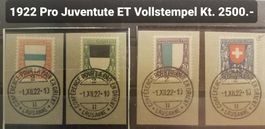 4230) 1922, Pro Juventute Satz, mit ET Vollstempel Kt. 2500