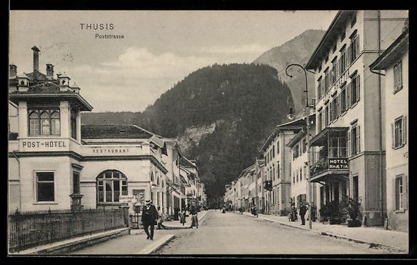 Ansichtskarten: Thusis, Ortspartie in der Poststrasse am – Gebraucht aus Berlin von bartko-reher