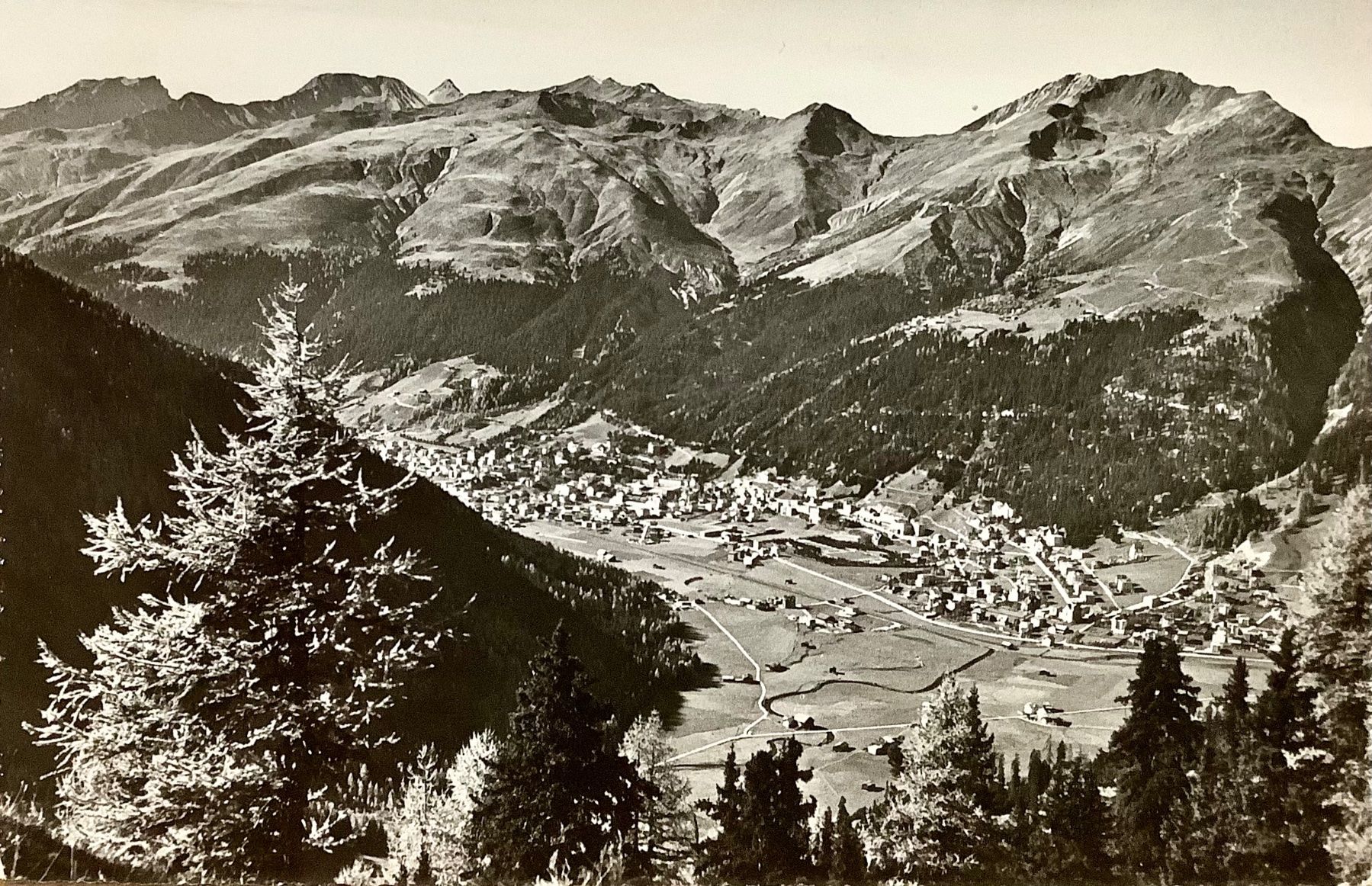 Cartoline postali: 1952 - DAVOS mit Amselfluh, Thiejerfluh & Strelapass Engadin – Usato da Root venduto da ENGLAND-TREASURES 1