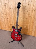 Vintage Semiakustik E-Bass Rot Sunburst, 4-saitig