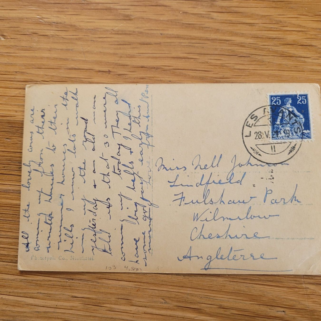 Ansichtskarten: Postkarte Les Avants 1921 Angleterre – Gebraucht aus Biel/Bienne von Destockweb 1