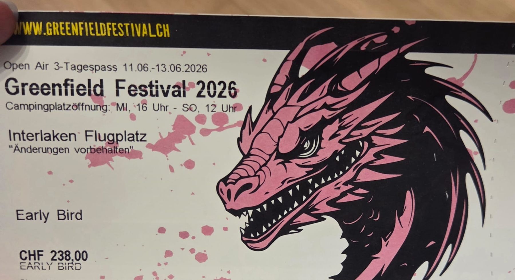 Biglietti: Greenfieldticket 3-Tages-Pass 2026 – Nuovo (secondo la descrizione) da Ottenbach venduto da speer21