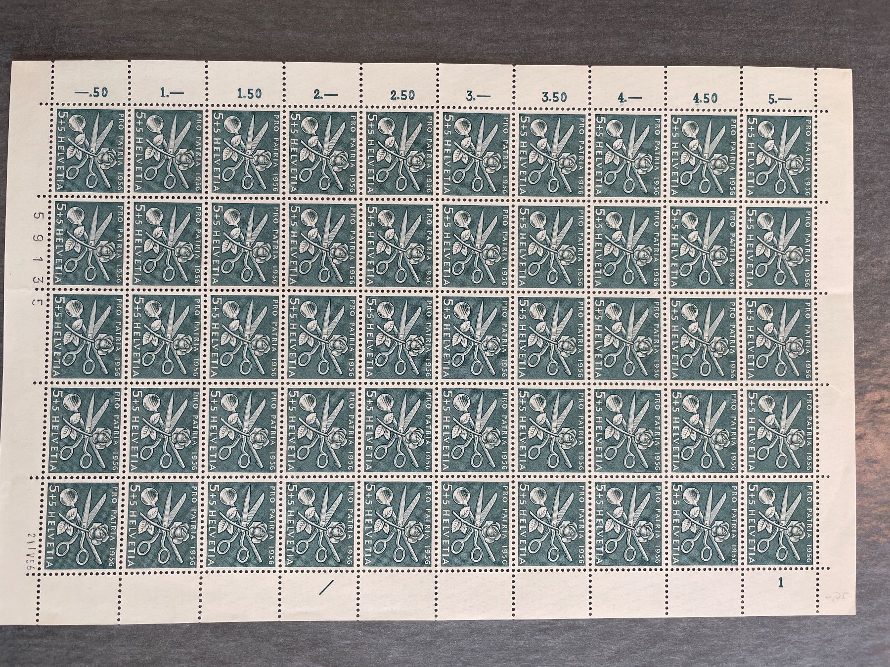 Alle Briefmarken: Znr B76** Bogen mit viel kleine Abart – Gebraucht aus Muri AG von Briefmarke-Schweiz