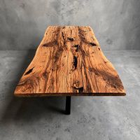 Esstisch Eiche Massiv 247cm rustikal Baumkante inkl. Gestell