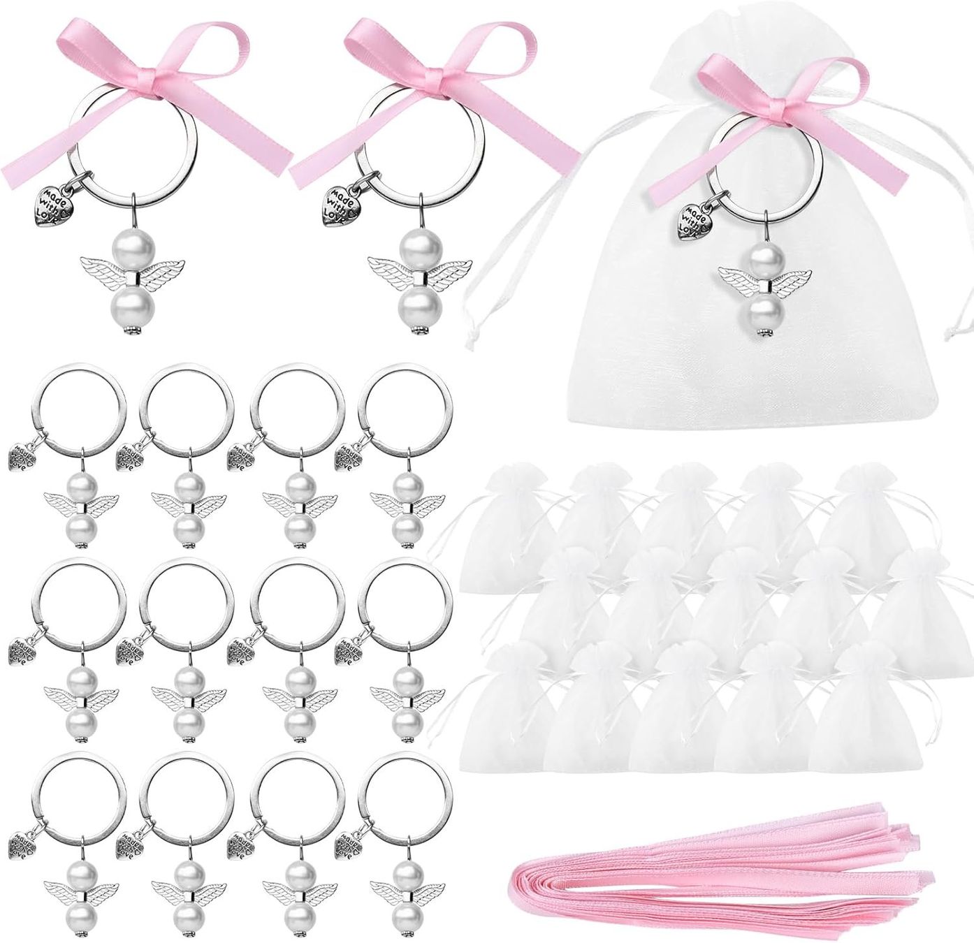 20 Stück Schutzengel-Anhänger Set – Mit Säckchen & Karten, Gastgeschenk