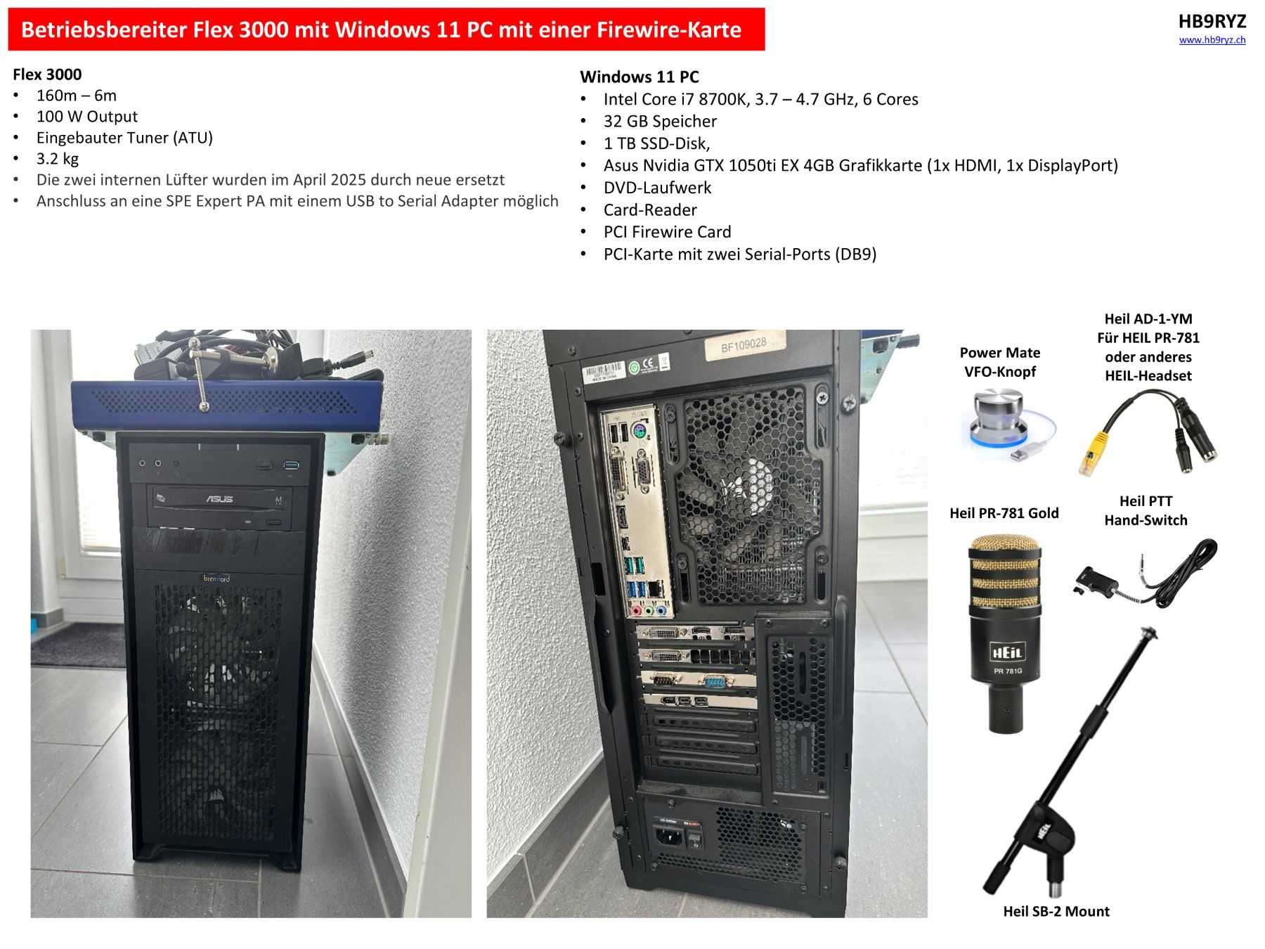 Funktechnik: Win 11 PC mit Firewire-Karte und einem Flex 3000 Transceiver – Gebraucht aus Hünenberg von Wsidler